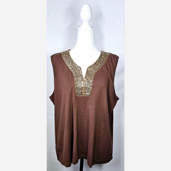 Size 26/28 CATO Brown Casual Tank Top - Picture 1 of 5